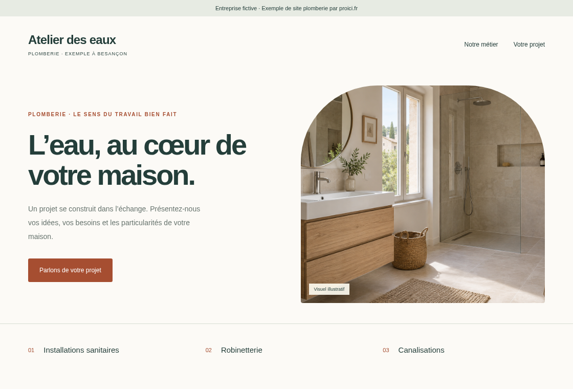 Capture d’un exemple de site de plombier